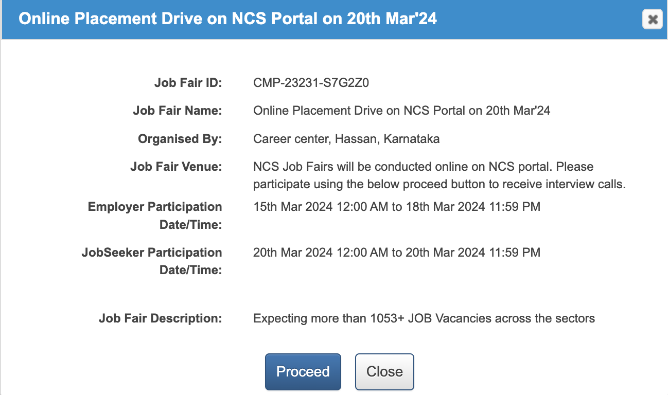 NCS Portal on 20th Mar'24